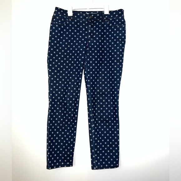 Chico's Platinum Denim Polka Dot Jeans - Picture 1 of 5